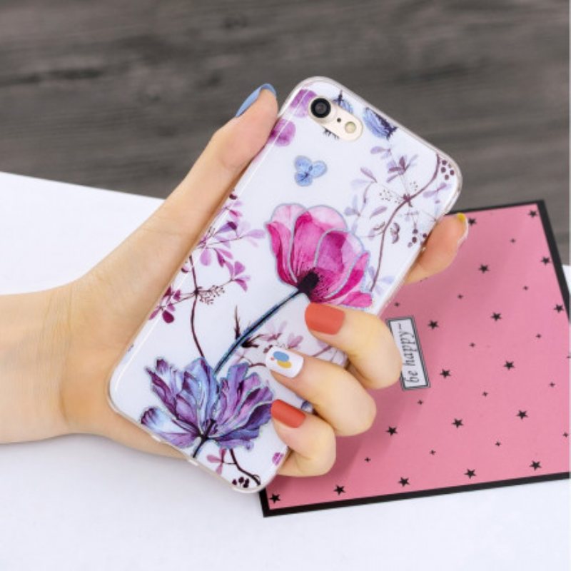 Deksel Til iPhone SE 3 / SE 2 / 8 / 7 Glitter Designblomster