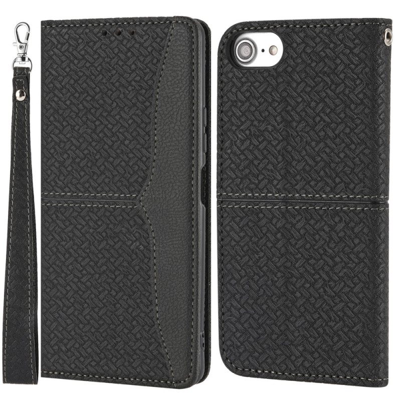 Folio Deksel Til iPhone SE 3 / SE 2 / 8 / 7 Med Kjede Strappy Vevd Stil