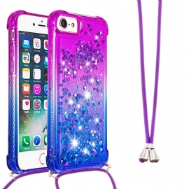 Mobildeksel Til iPhone SE 3 / SE 2 / 8 / 7 Med Snor Glitter Silikonsnor