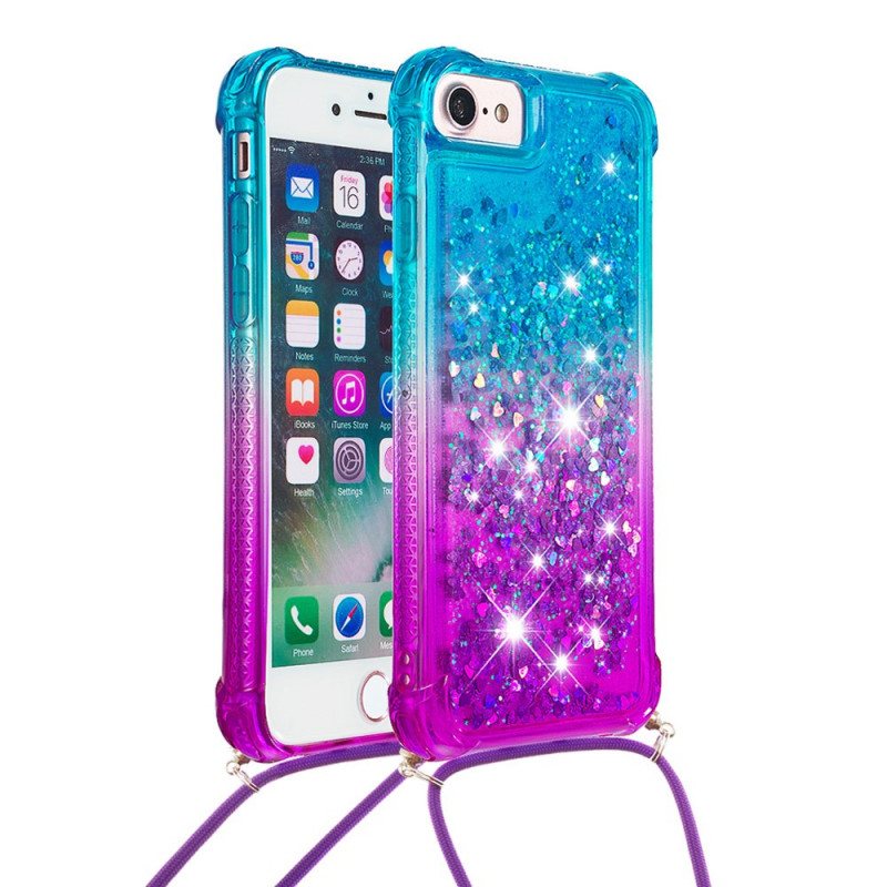 Mobildeksel Til iPhone SE 3 / SE 2 / 8 / 7 Med Snor Glitter Silikonsnor