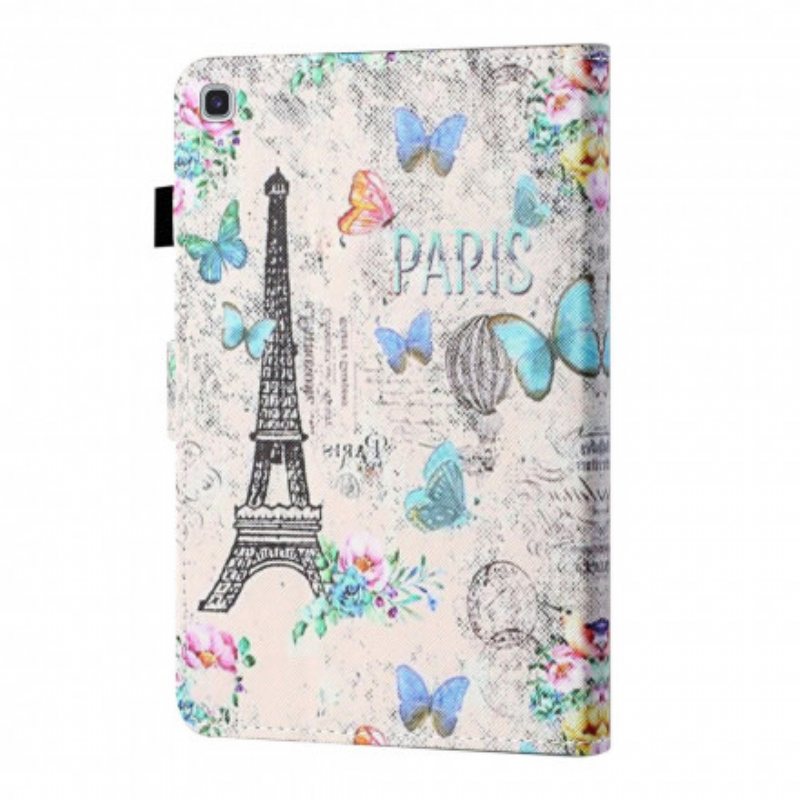 Folio Deksel Til Samsung Galaxy Tab A7 (2020) Eiffeltårnets Sommerfugler