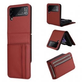 Case Til Samsung Galaxy Z Flip 4 Folio Deksel Retro Kortholder I Skinneffekt