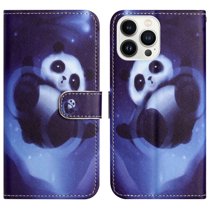 Folio Deksel iPhone 16 Pro Max Space Panda Strap