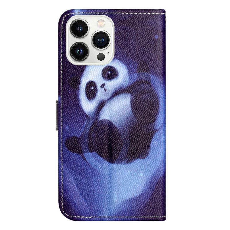 Folio Deksel iPhone 16 Pro Max Space Panda Strap