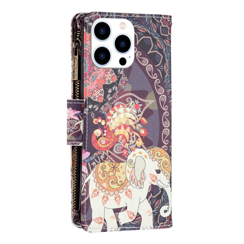 Folio Deksel iPhone 16 Pro Max Tribal Elephant Lommebok Med Stropp Beskyttelse Deksel