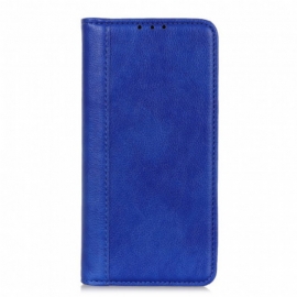 Beskyttelse Deksel Til Xiaomi Redmi Note 10 5G Folio Deksel Litchi Split Leather-versjon