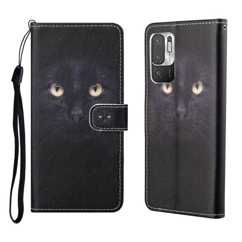 Folio Deksel Til Xiaomi Redmi Note 10 5G Med Kjede Strappy Cat Eyes