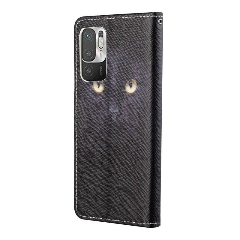 Folio Deksel Til Xiaomi Redmi Note 10 5G Med Kjede Strappy Cat Eyes