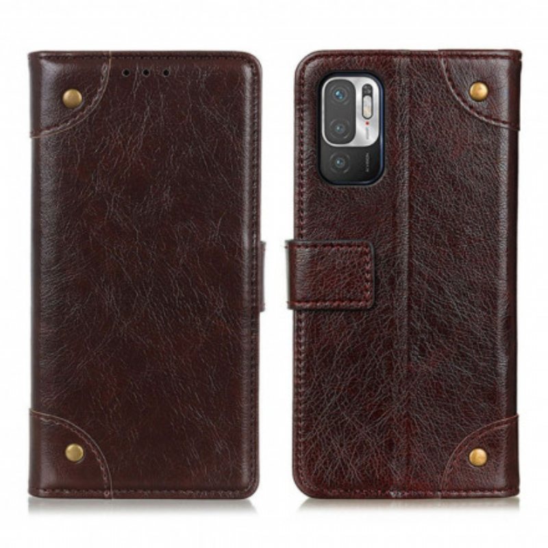 Folio Deksel Til Xiaomi Redmi Note 10 5G Stil Nappa Leather Vintage Nagler