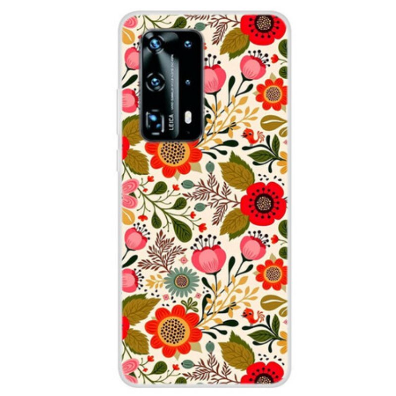 Deksel Til Huawei P40 Pro Blomsterteppe