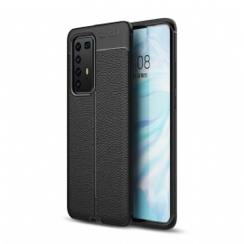 Deksel Til Huawei P40 Pro Dobbel Linje Litchi Leather Effect