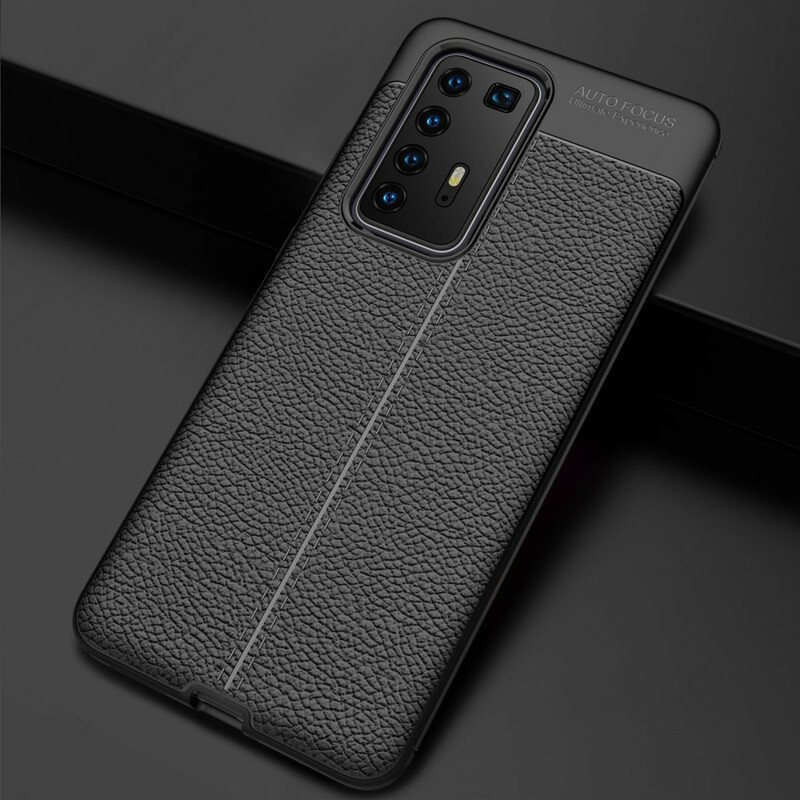 Deksel Til Huawei P40 Pro Dobbel Linje Litchi Leather Effect