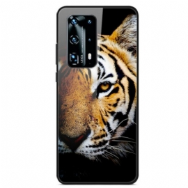 Deksel Til Huawei P40 Pro Realistisk Tiger Herdet Glass