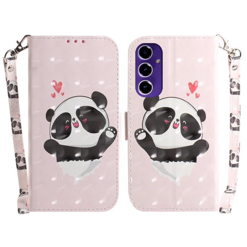 Folio Deksel Samsung Galaxy A16 5g Panda Love Med Stropp