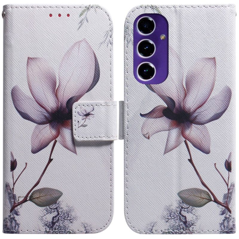 Folio Deksel Samsung Galaxy A16 5g Rosa Blomst Beskyttelse Deksel