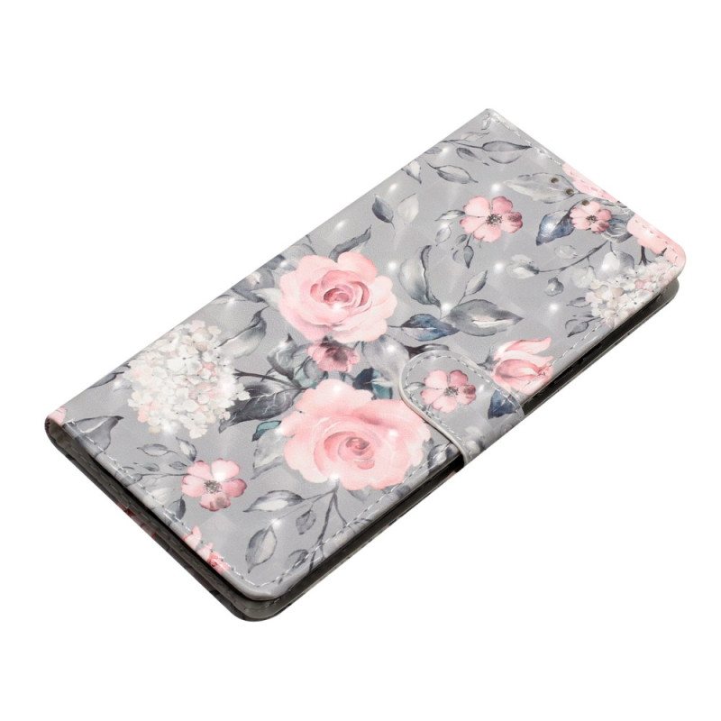 Folio Deksel Samsung Galaxy A16 5g Rosa Blomstermønster Beskyttelse Deksel