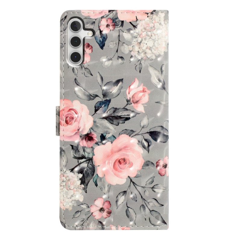 Folio Deksel Samsung Galaxy A16 5g Rosa Blomstermønster Beskyttelse Deksel