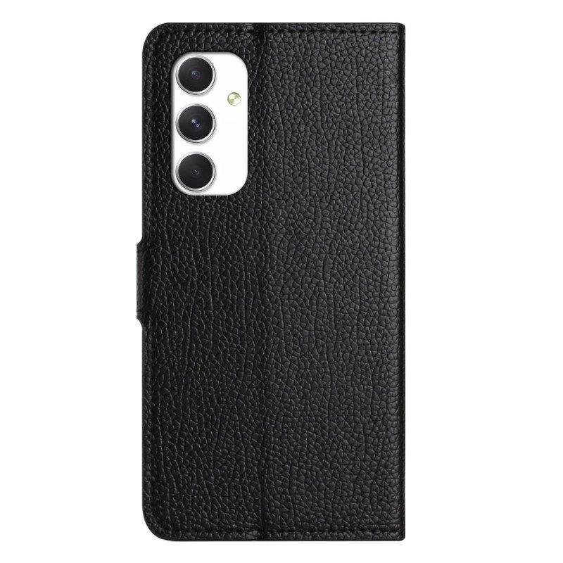 Lærdeksel Folio Deksel Samsung Galaxy A16 5g Mobildeksel Litchi Leather Effect