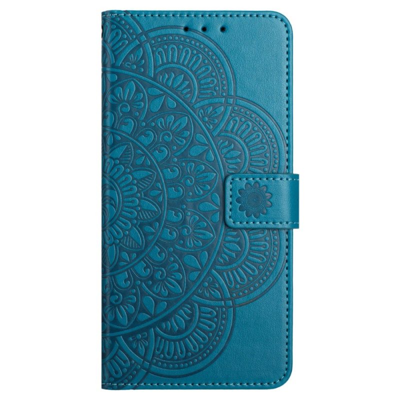 Lærdeksel Folio Deksel Samsung Galaxy A16 5g Mobildeksel Mandala Design Med Snor