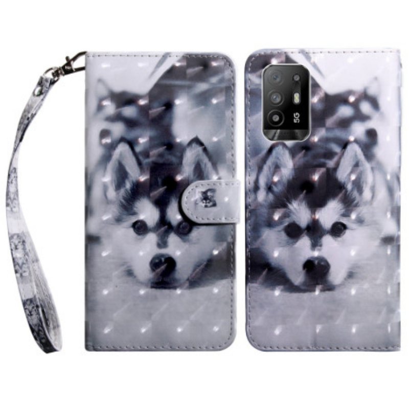 Folio Deksel Til Oppo A94 5G Husky Hund Med Snor