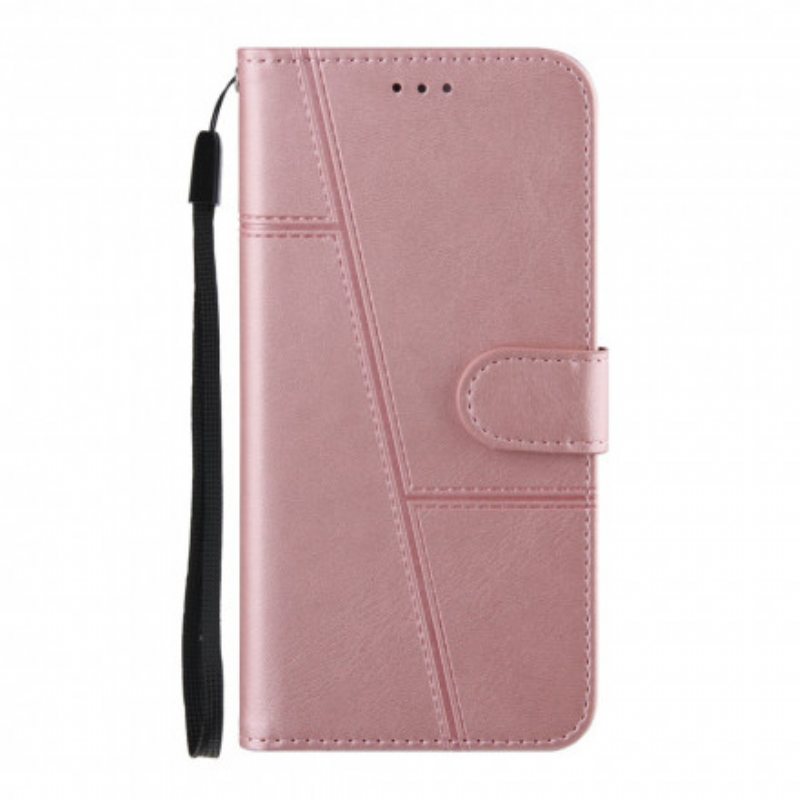 Folio Deksel Til Oppo A94 5G Med Kjede Strappy Geo Leather Effect