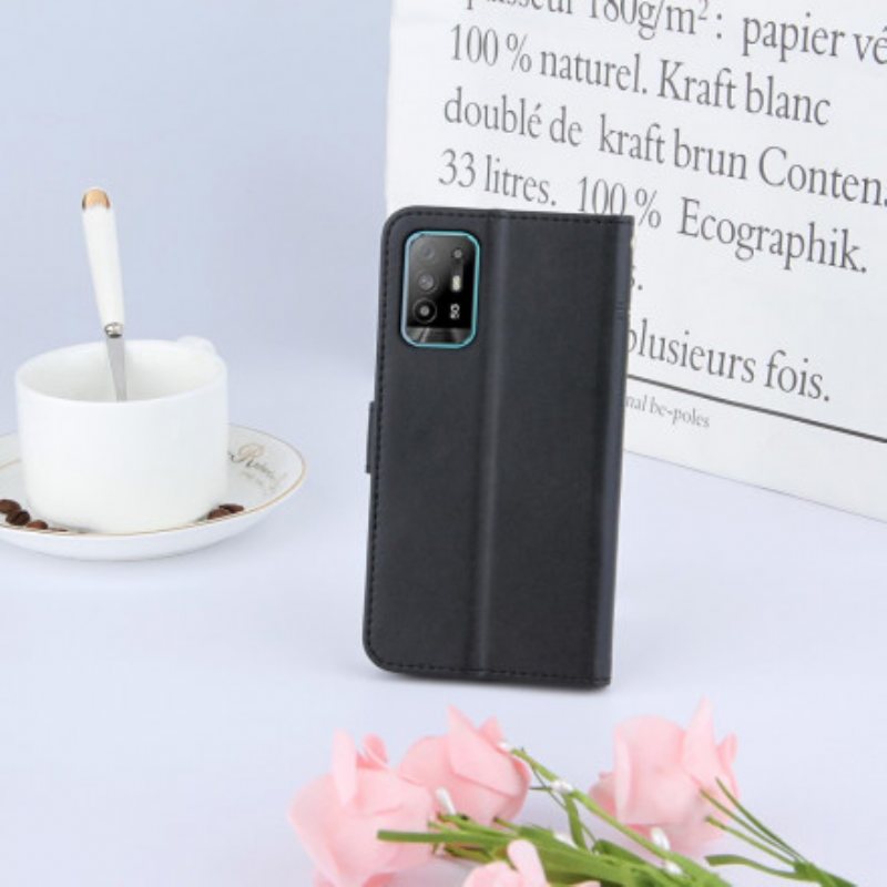 Folio Deksel Til Oppo A94 5G Med Kjede Strappy Geo Leather Effect