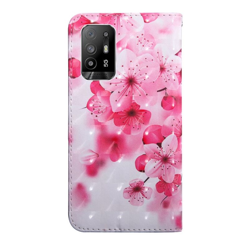 Folio Deksel Til Oppo A94 5G Rose Blomster Med Snor