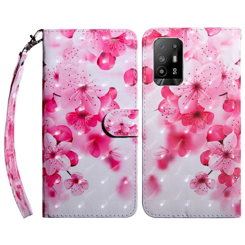 Folio Deksel Til Oppo A94 5G Rose Blomster Med Snor