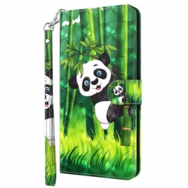 Lærdeksel Til Oppo A94 5G Panda Med Snor