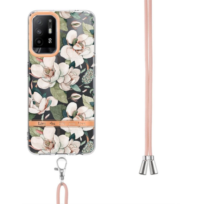 Mobildeksel Til Oppo A94 5G Med Snor Med Blomstersnor