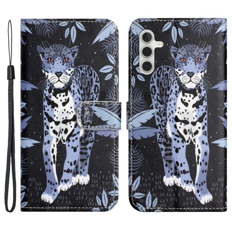 Folio Deksel Samsung Galaxy S24 Fe Leopard Med Stropp