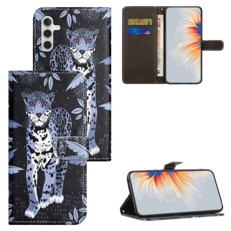 Folio Deksel Samsung Galaxy S24 Fe Leopard Med Stropp