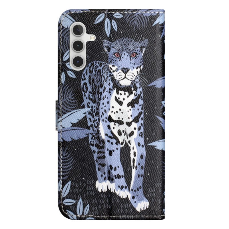 Folio Deksel Samsung Galaxy S24 Fe Leopard Med Stropp