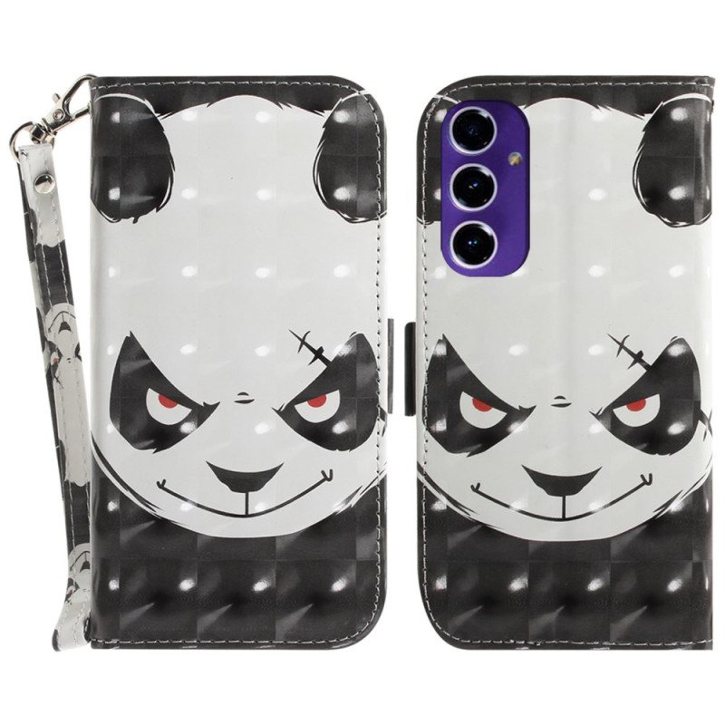 Folio Deksel Samsung Galaxy S24 Fe Sint Panda Med Stropp