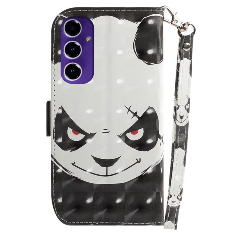 Folio Deksel Samsung Galaxy S24 Fe Sint Panda Med Stropp