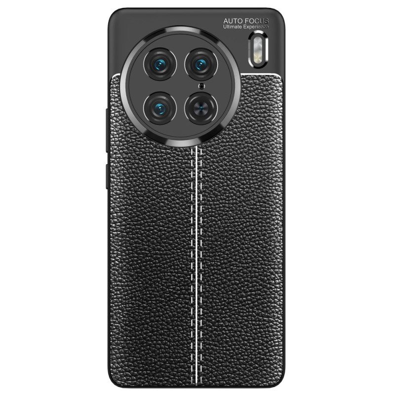 Deksel Til Vivo X90 Pro Dobbel Linje Litchi Leather Effect