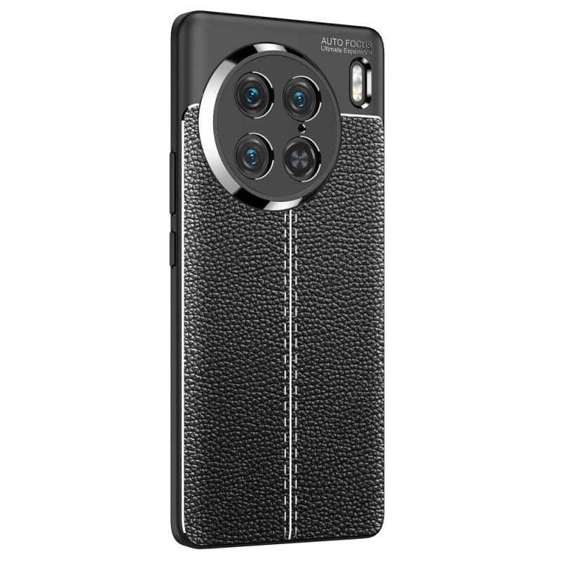 Deksel Til Vivo X90 Pro Dobbel Linje Litchi Leather Effect