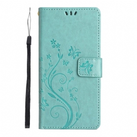 Folio Deksel Til Samsung Galaxy S23 Plus 5G Med Kjede Strappy Floral