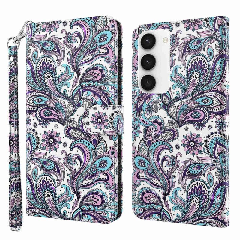 Folio Deksel Til Samsung Galaxy S23 Plus 5G Med Kjede Strappy Paisley-mønster