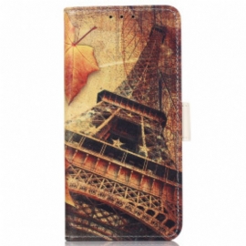 Folio Deksel Til Motorola Edge 20 Pro Eiffeltårnet Om Høsten