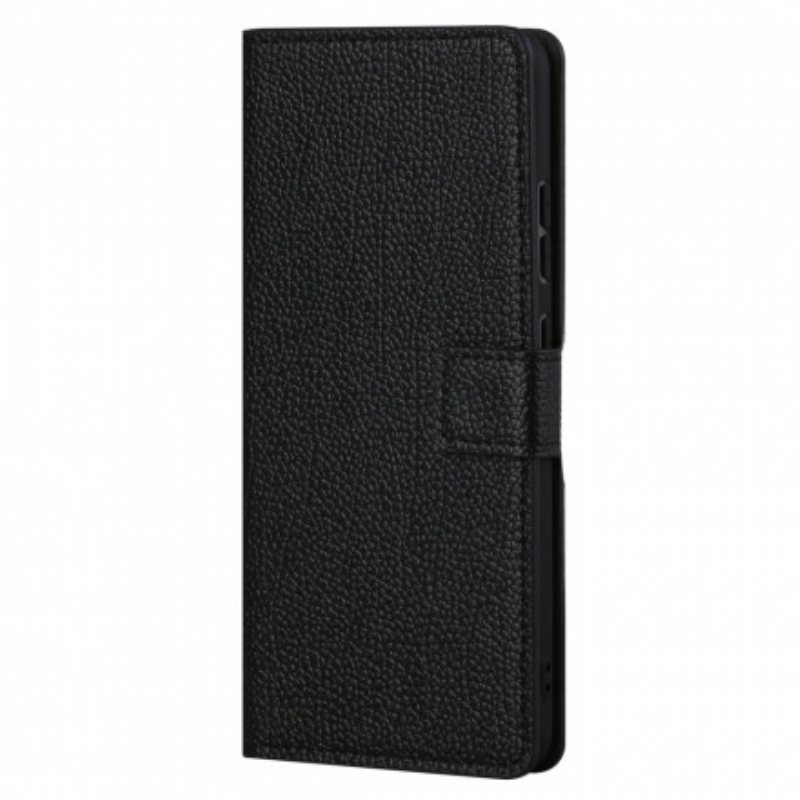 Folio Deksel Til Motorola Edge 20 Pro Litchi Grain Leather Effect