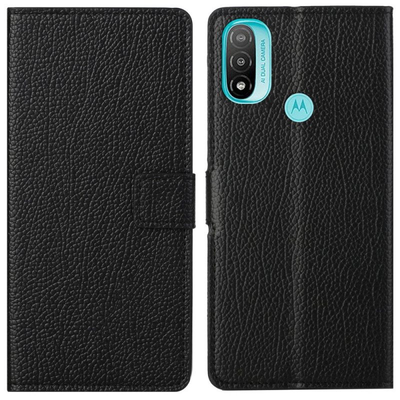 Folio Deksel Til Moto G71 5G Litchi Grain Leather Effect