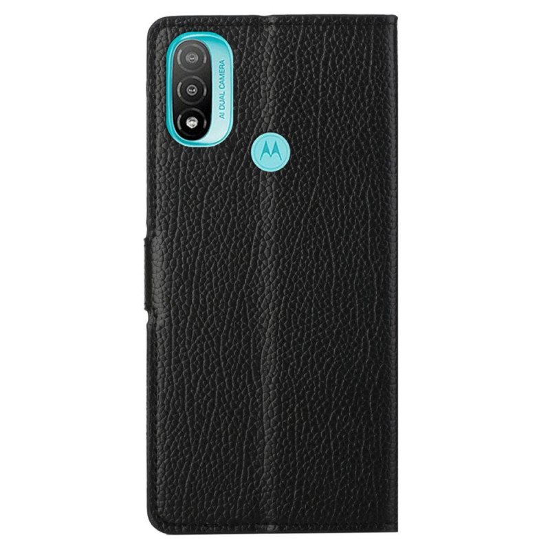 Folio Deksel Til Moto G71 5G Litchi Grain Leather Effect