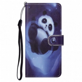 Folio Deksel Til Moto G71 5G Med Kjede Panda Space Med Snor