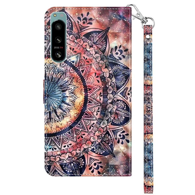 Folio Deksel Til Sony Xperia 5 IV Med Kjede Fargerik Strappy Mandala