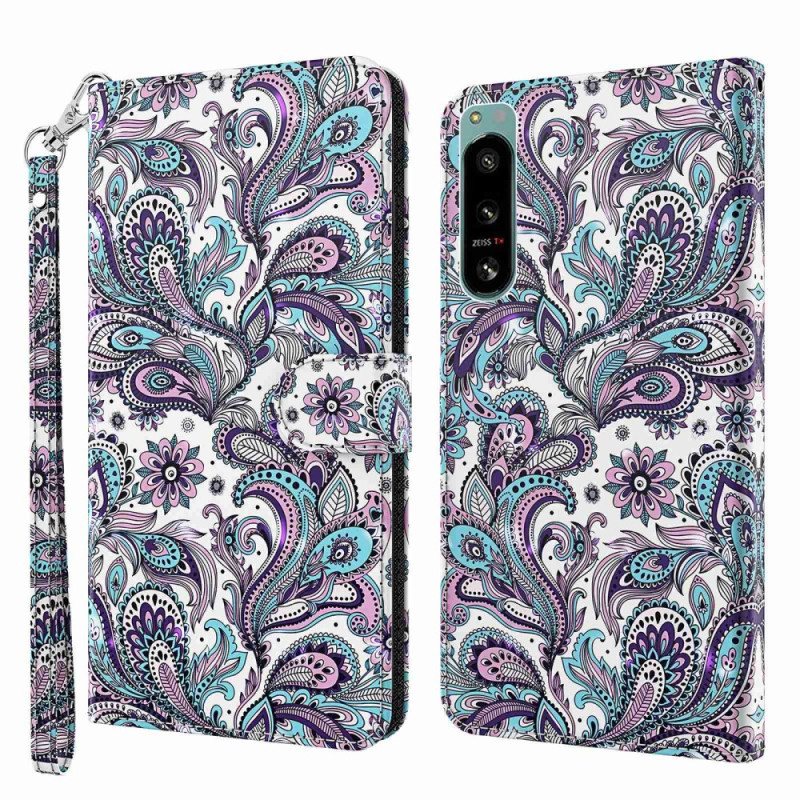 Folio Deksel Til Sony Xperia 5 IV Med Kjede Strappy Paisley-mønster