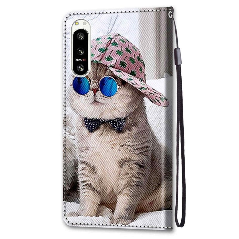 Folio Deksel Til Sony Xperia 5 IV Med Kjede Yo Cat Med Stropp