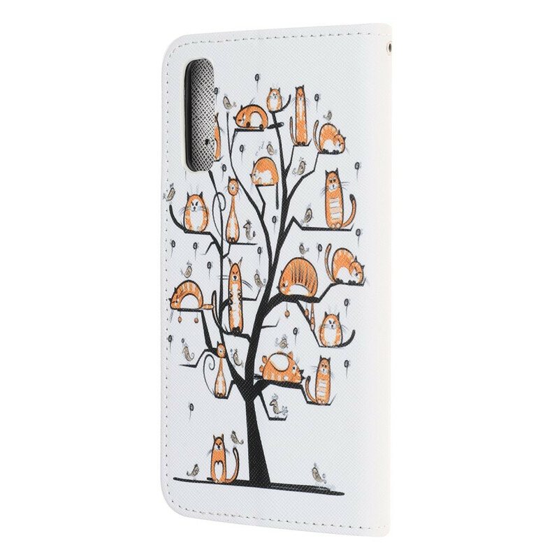 Folio Deksel Til Huawei P Smart S Med Kjede Funky Cats Med Stropp