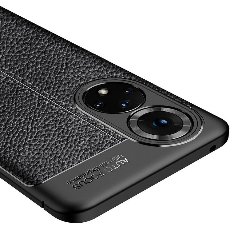 Deksel Til Huawei Nova 9 Pro Dobbel Linje Litchi Leather Effect