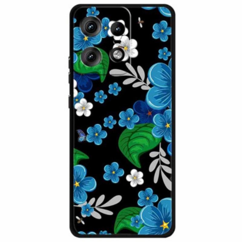 Deksel Motorola Edge 50 Pro Blå Blomster Beskyttelse Deksel